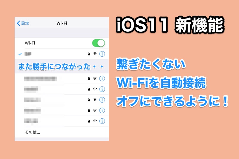 iOS11では繋がらないWi-Fiに自動で接続するのを防げる！【iOS11の新機能】